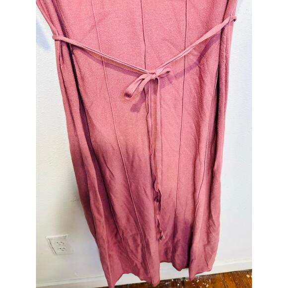 ADAM LIPPES COLLECTIVE Pink Knit Collared Neckline Tie Waist Dress Size Large - Picture 6 of 10